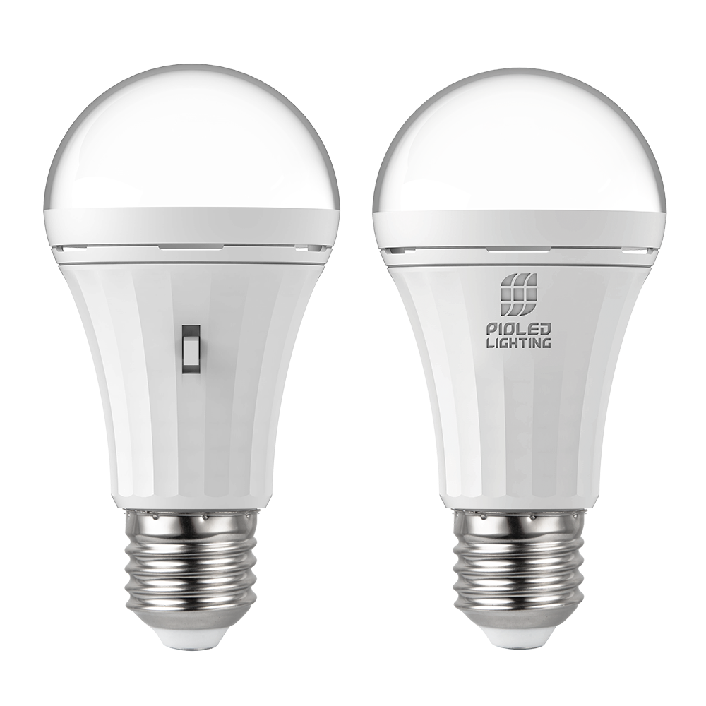 6W A60 Battery Backup LED Bulb, 4 Hour Battery Operation, 3CCT, Black