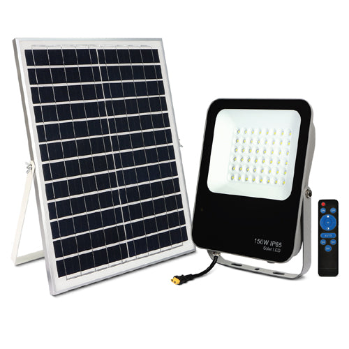 Quality 150W Solar LED Floodlight with Remote, 2500lm, 6000K, 3 Year Warranty, Gold-DS Range (7099033288891)